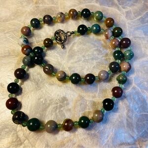 Ocean Jasper Semiprecious Gemstone Multicolor Beaded Necklace 22" L